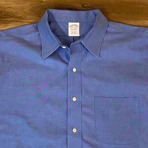 Brooks Brothers Non-Iron Button Down Shirt Traditional Fit Blue 17 1/2-35